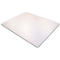Rectangular transparent floor protection mat with rounded corners on a white background.