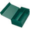 Open green cardboard box with two compartments. The lid is open.