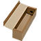 Opened brown cardboard packaging with corrugated structure and inner lining.