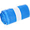 Rolled blue garbage bags wrapped with white band.
