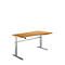 Pupitre estándar, regulable eléctricamente en altura, forma libre, fijación a la derecha, pie en C, An 1800 x Pr 1000/800 x Al 725-1185 mm, haya/aluminio blanco