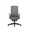 Grey office chair against a white background, front view.