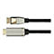 Zwei hochwertige HDMI-Kabelstecker mit schwarzem Gewebemantel und goldenen Kontakten vor weißem Hintergrund.