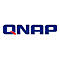 Blaues QNAP-Logo mit einem geschwungenen roten Akzent unter dem Buchstaben Q.