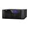 Schwarzer QNAP TS-h1290FX NAS-Server mit zwölf Festplatteneinschüben und blauem Status-Display.