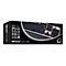 Schwarze QPAD MK-95 Gaming-Tastatur auf Verpackung. Tasten mit roter und violetter Beleuchtung.