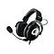 Schwarzes Gaming-Headset mit Mikrofon, QPAD Logo und weiÃŸem Hintergrund.
