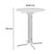 White high table. Round table top, diameter 850 mm. Metal frame and feet, height 1100 mm.
