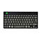 Schwarze, kompakte R-Go Tools Tastatur im QWERTY-Layout vor weißem Hintergrund.