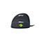 Schwarze, ergonomische Vertikal-Maus mit grünem R-Go-Logo auf weißem Hintergrund.