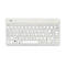 Weiße, kompakte R-Go Tools Tastatur mit französischem AZERTY-Layout vor weißem Hintergrund.