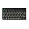 Schwarze R-Go Tools Kompakttastatur im AZERTY-Layout vor weißem Hintergrund.
