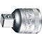 Adaptateur métallique. Connecteur carré et tête ronde avec lettrage.
