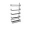 Grey wall shelf with multiple open shelves, against a white background.
