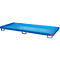 Blue painted tub with four black feet; product image.