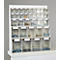 Rangement mural multi-compartiments pour petits objets MultiStore, 33 boîtes de rangement, volume 76 l, L 600 x P 185 x H 684 mm, panneau de bois et polystyrène