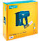 Blauwe accuschroevendraaier in doos. Bedrukt 'Rapid' en 'Bosch'. Tekst: 'The battery for your home'.