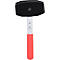 Ein Werkzeug mit schwarzem, rechteckigem Kopf und rotem Griff. Der Stiel ist weiß.