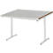 Rau Arbeitstisch Adlatus, elektrisch höhenverstellbar, 25 mm MDF-Platte, Edelstahlbelag, bis 150 kg, B 1250 x T 1000 x H 720-1120 mm, silber/lichtgrau