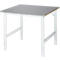 Rau Arbeitstisch Tom, manuell höhenverstellbar, 25 mm MDF-Platte mit Edelstahlbelag, bis 500 kg, B 1000 x T 1000 x H 760-1080 mm, silber/lichtgrau