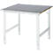 Rau Arbeitstisch Tom, manuell höhenverstellbar, 25 mm MDF-Platte mit Stahlblechbelag, bis 500 kg, B 1000 x T 1000 x H 760-1080 mm, silber/lichtgrau