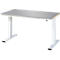 Rau établi Adlatus, réglage électrique de la hauteur, plateau MDF 25 mm avec revêtement inox, jusqu'à 300 kg, L 1500 x P 800 x H 720-1120 mm, argent/gris clair