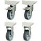 Rau Jeu de roulettes pour tables de travail réglables en hauteur Adlatus 150, 2 roulettes fixes et 2 roulettes pivotantes avec frein, Ø 100 mm, H 135 mm, TPR, gris