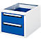 Rau Roll-Container für höhenverstellbare Arbeitstische Jerry, Tom, Serie E, Adlatus, 2 Schubladen, B 480 x T 600 x H 540 mm, lichtgrau/enzianblau