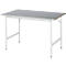Rau Table de travail Jerry, hauteur réglable manuellement, plateau MDF 25 mm avec revêtement en tôle d'acier, jusqu'à 300 kg, L 1250 x P 800 x H 800-850 mm, argent/gris clair