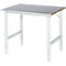 Rau Table de travail Tom, hauteur réglable manuellement, plateau MDF 25 mm avec revêtement en tôle d'acier, jusqu'à 500 kg, L 1000 x P 800 x H 760-1080 mm, argent/gris clair