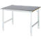 Rau Table de travail Tom, hauteur réglable manuellement, plateau MDF 25 mm avec revêtement en tôle d'acier, jusqu'à 500 kg, L 1250 x P 1000 x H 760-1080 mm, argent/gris clair