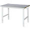 Rau Table de travail Tom, hauteur réglable manuellement, plateau MDF 25 mm avec revêtement en tôle d'acier, jusqu'à 500 kg, L 1250 x P 800 x H 760-1080 mm, argent/gris clair