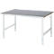 Rau Table de travail Tom, hauteur réglable manuellement, plateau MDF 25 mm avec revêtement en tôle d'acier, jusqu'à 500 kg, L 1500 x P 1000 x H 760-1080 mm, argent/gris clair
