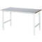 Rau Table de travail Tom, hauteur réglable manuellement, plateau MDF 25 mm avec revêtement en tôle d'acier, jusqu'à 500 kg, L 1500 x P 800 x H 760-1080 mm, argent/gris clair