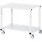 Rau tafelwagen serie E, 2 etages, melamine panelen, stalen buisframe, 4 TPE zwenkwielen, B 1000 x D 700 x H 650-1000 mm, tot 450 kg, lichtgrijs