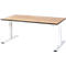 Rau werktafel Adlatus, elektrisch in hoogte verstelbaar, 22 mm MDF-plaat, tot 300 kg, B 2000 x D 1000 x H 720-1120 mm, bruin/lichtgrijs