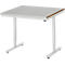 Rau werktafel Adlatus, elektrisch in hoogte verstelbaar, 25 mm MDF blad, roestvrij stalen bekleding, tot 150 kg, B 1000 x D 800 x H 720-1120 mm, zilver/lichtgrijs