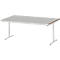 Rau werktafel Adlatus, elektrisch in hoogte verstelbaar, 25 mm MDF blad, roestvrij stalen bekleding, tot 150 kg, B 2000 x D 1000 x H 720-1120 mm, zilver/lichtgrijs