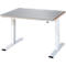 Rau werktafel Adlatus, elektrisch in hoogte verstelbaar, 25 mm MDF-plaat met roestvrijstalen coating, tot 300 kg, B 1250 x D 1000 x H 720-1120 mm, zilver/lichtgrijs
