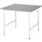 Rau werktafel Jerry, handmatig in hoogte verstelbaar, 25 mm MDF blad met roestvrij stalen bekleding, tot 300 kg, B 1000 x D 1000 x H 800-850 mm, zilver/grijs