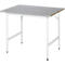 Rau werktafel Jerry, handmatig in hoogte verstelbaar, 25 mm MDF blad met roestvrij stalen bekleding, tot 300 kg, B 1000 x D 800 x H 800-850 mm, zilver/lichtgrijs