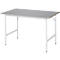 Rau werktafel Jerry, handmatig in hoogte verstelbaar, 25 mm MDF blad met roestvrij stalen bekleding, tot 300 kg, B 1250 x D 800 x H 800-850 mm, zilver/lichtgrijs