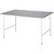 Rau werktafel Jerry, handmatig in hoogte verstelbaar, 25 mm MDF blad met roestvrij stalen bekleding, tot 300 kg, B 1500 x D 1000 x H 800-850 mm, zilver/lichtgrijs