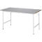 Rau werktafel Jerry, handmatig in hoogte verstelbaar, 25 mm MDF blad met roestvrij stalen bekleding, tot 300 kg, B 1500 x D 800 x H 800-850 mm, zilver/lichtgrijs