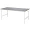 Rau werktafel Jerry, handmatig in hoogte verstelbaar, 25 mm MDF blad met roestvrij stalen bekleding, tot 300 kg, B 2000 x D 1000 x H 800-850 mm, zilver/lichtgrijs