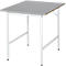 Rau werktafel Jerry, handmatig in hoogte verstelbaar, 25 mm MDF blad met roestvrij stalen bekleding, tot 300 kg, B 750 x D 1000 x H 800-850 mm, zilver/lichtgrijs