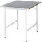 Rau werktafel Jerry, handmatig in hoogte verstelbaar, 25 mm MDF-plaat met plaatstalen bekleding, tot 300 kg, B 1000 x D 1000 x H 800-850 mm, zilver/lichtgrijs