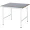 Rau werktafel Jerry, handmatig in hoogte verstelbaar, 25 mm MDF-plaat met plaatstalen bekleding, tot 300 kg, B 750 x D 1000 x H 800-850 mm, zilver/lichtgrijs