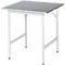 Rau werktafel Jerry, handmatig in hoogte verstelbaar, 25 mm MDF-plaat met plaatstalen bekleding, tot 300 kg, B 750 x D 800 x H 800-850 mm, zilver/lichtgrijs