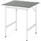 Rau werktafel Jerry, handmatig in hoogte verstelbaar, 25 mm spaanplaat met linoleum bekleding, tot 300 kg, B 750 x D 800 x H 800-850 mm, lichtgrijs/lichtgrijs
